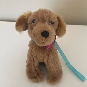 American Girl Plush Stuffed Puppy Dog with Teal Leash